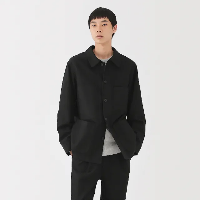【MUJI 無印良品】男吉貝木棉混厚織斜紋外套(黑色/暗藍/深棕)
