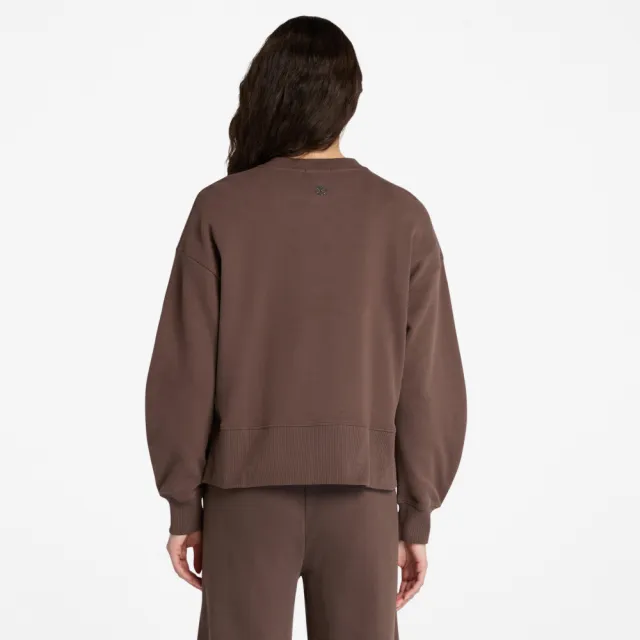 【Timberland】女款深棕色寬版圓領上衣(A41ZB243)