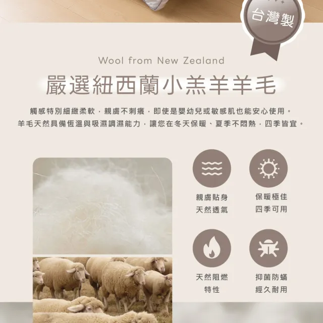 【Beauty Style】100%紐西蘭小羔羊冬被-雙人6X7尺(羊毛局推薦 台灣製 冬被 棉被)