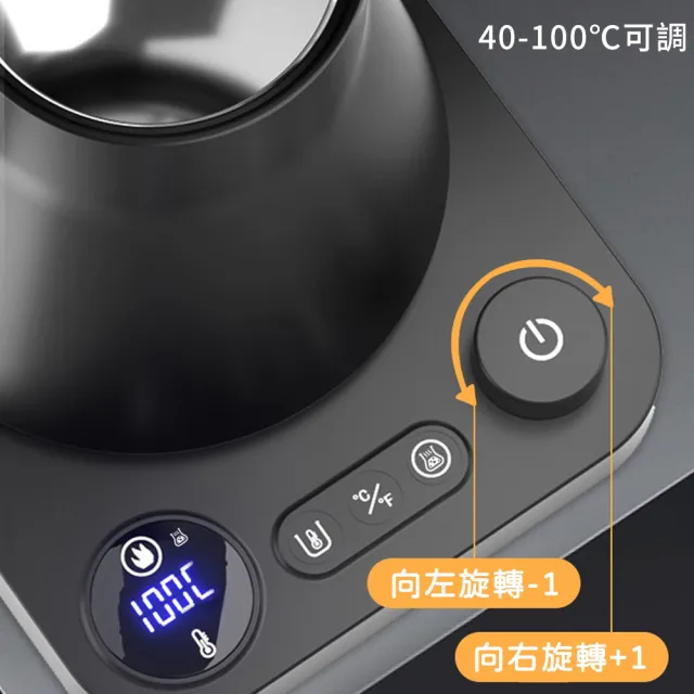 【Felsted 菲仕德】咖啡壺 溫控壺 鵝頸壺  快煮壺(精準控溫 細口控水流 實木把手 0.9L 黑色無LOGO BSMI