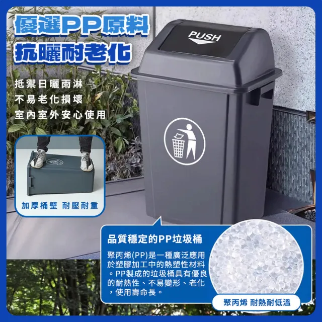 【工具王】回收分類桶 搖蓋垃圾桶 垃圾桶20L 垃圾分類桶 商辦垃圾分類(630-PTC20C 塑膠垃圾桶 戶外垃圾桶)