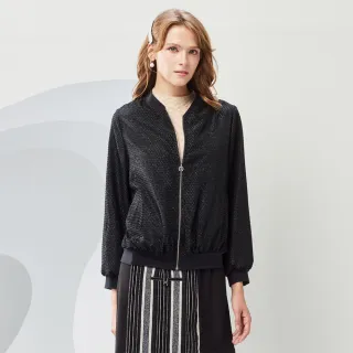 【MYVEGA 麥雪爾】MA光澤立體織紋棒球外套-黑(通勤風/)