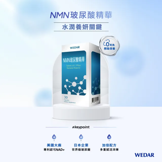 【Wedar 薇達】NMN玻尿酸精華 3盒組(30顆/盒.專利認可NAD+.日本玻尿酸)