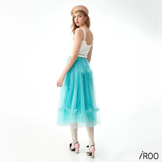 【iROO】青石藍網紗澎裙