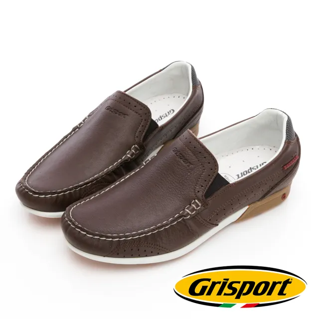 【GEORGE 喬治皮鞋】Grisport 義大利進口 素面牛皮氣墊帆船鞋 -咖 438009GH20