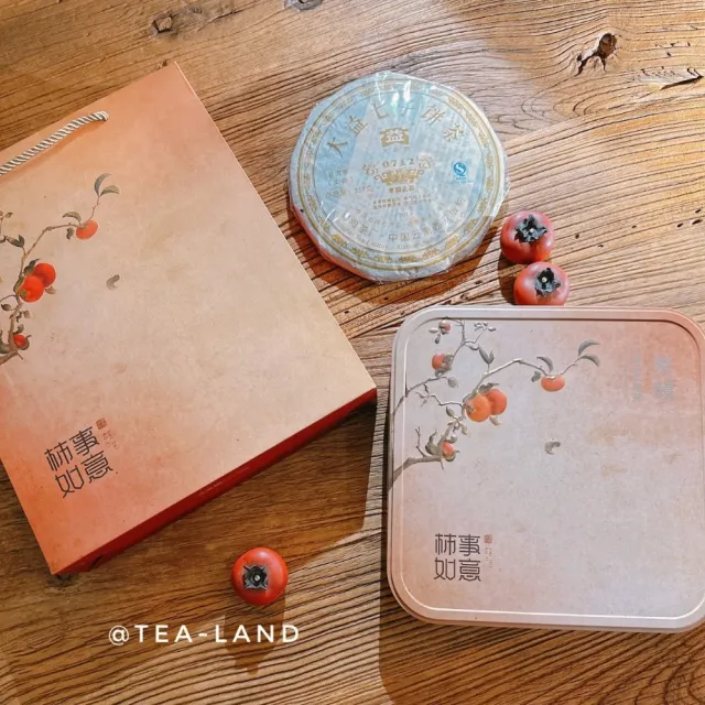 【茶韻】普洱茶柿事如意 茶葉禮盒 2007年大益0712生茶(附提袋)