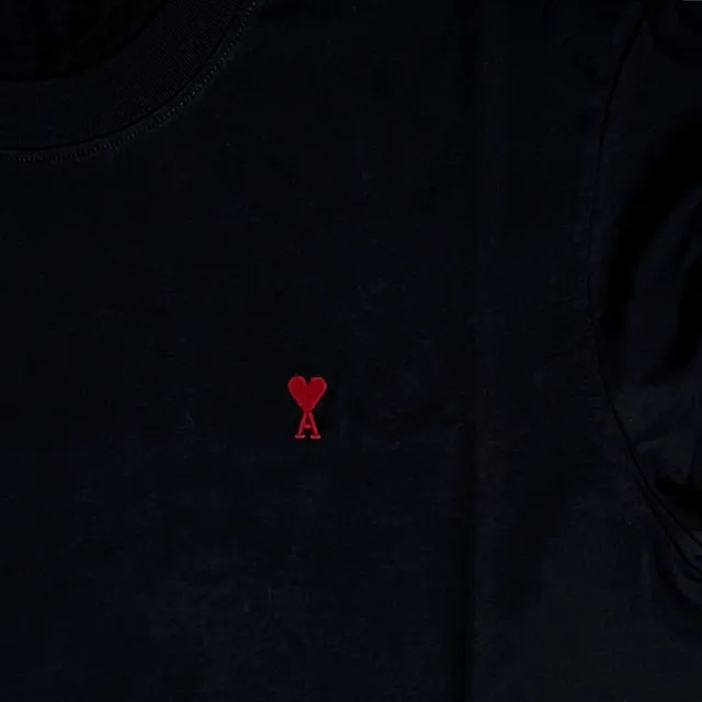【AMI PARIS】秋冬新款 男女同款 愛心A圖騰小LOGO 薄長袖T恤-黑色(XXS號、XS號、L號、XL號、XXL號)