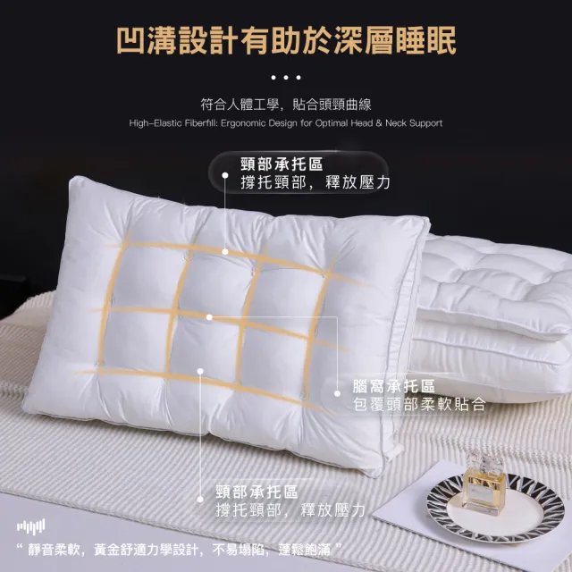 【ISHUR 伊舒爾】雲柔雙層枕2入 雙枕心設計(贈天絲枕套2入/羽絲絨枕/枕頭/枕芯)