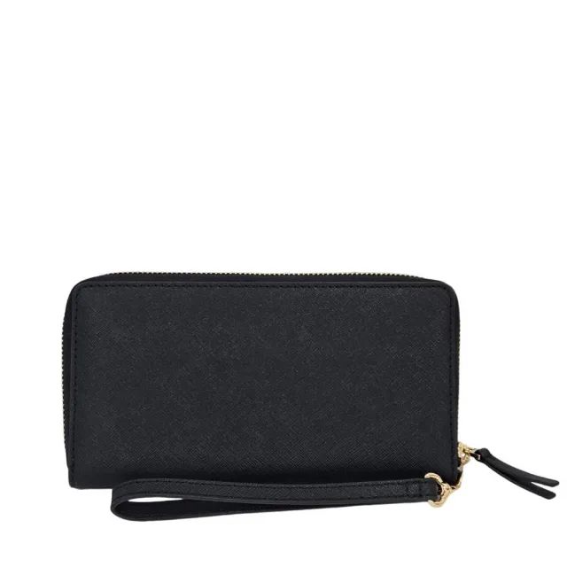 【TORY BURCH】TORY BURCH EMERSON 新版防刮手掛拉鍊長夾-黑色(送禮)