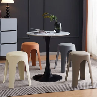 【AOTTO】莫蘭迪貓抓皮加厚疊加圓凳椅凳-4入(凳子 椅子 圓凳 化妝椅 塑膠椅 餐椅 休閒椅)