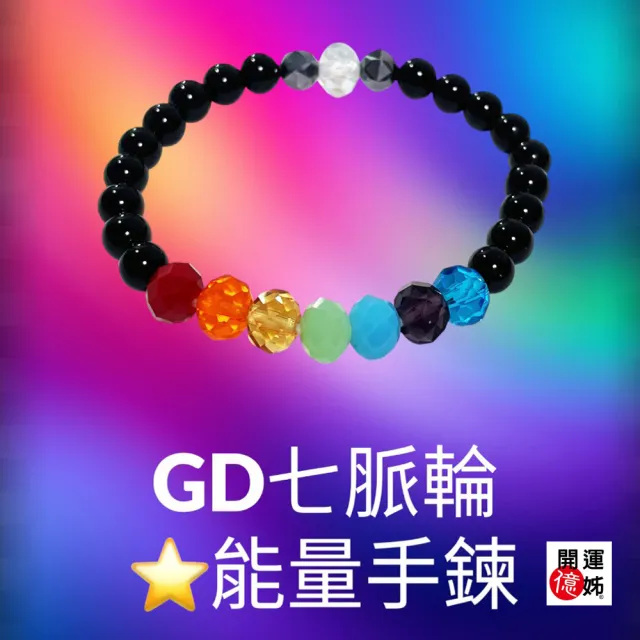 【開運億姊】超值2入組-七脈輪能量水晶手鍊-開運黑曜石手環-同鈦晶招財金草莓愛情能量