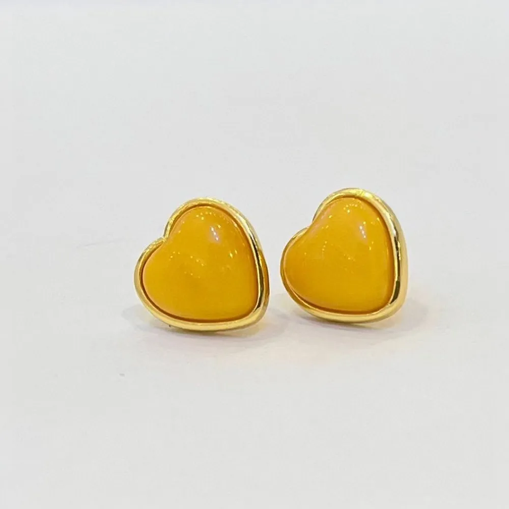 【勝弘珠寶】波羅的海蜜蠟愛心耳環(蜜蠟耳環)