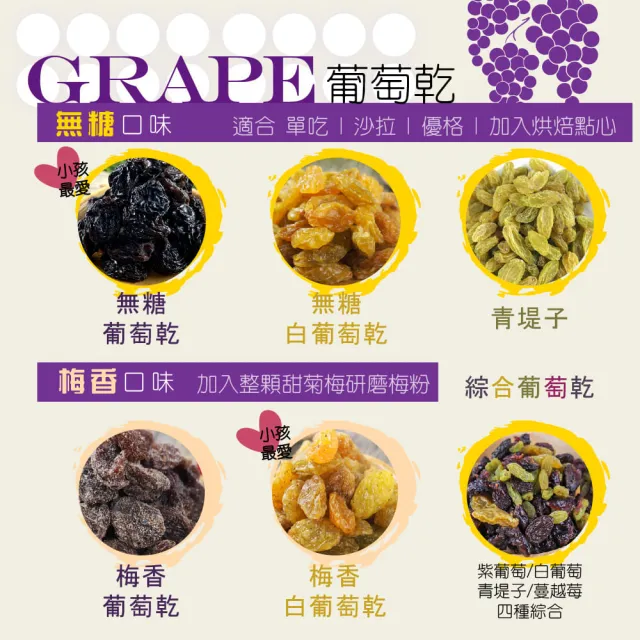 【甜園】明星水果乾 葡萄乾系列x3包(無糖葡萄乾/梅香葡萄乾/無糖白葡萄/梅香白葡萄/綜合葡萄乾/青堤子)