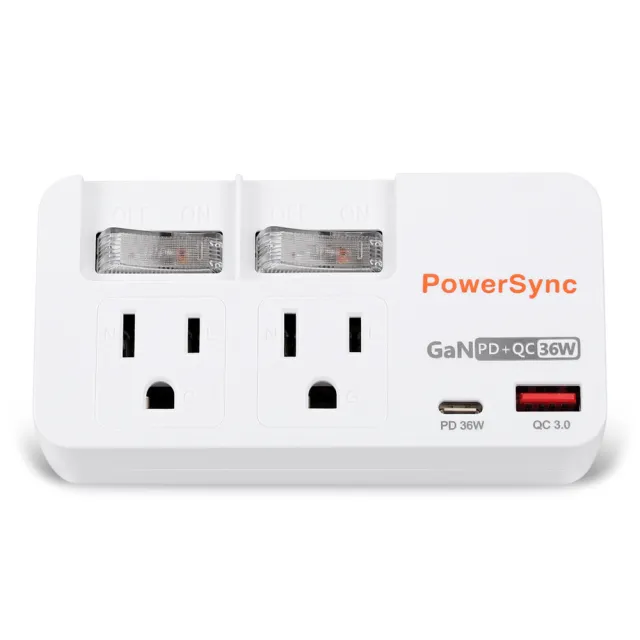 【PowerSync 群加】3P 2開2插PD快充防雷擊壁插(TC2322Q9)