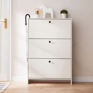 【hoi! 好好生活】Linsy美式現代小戶型玄關超薄翻板收納鞋櫃0.8M 荷花白 JF1N