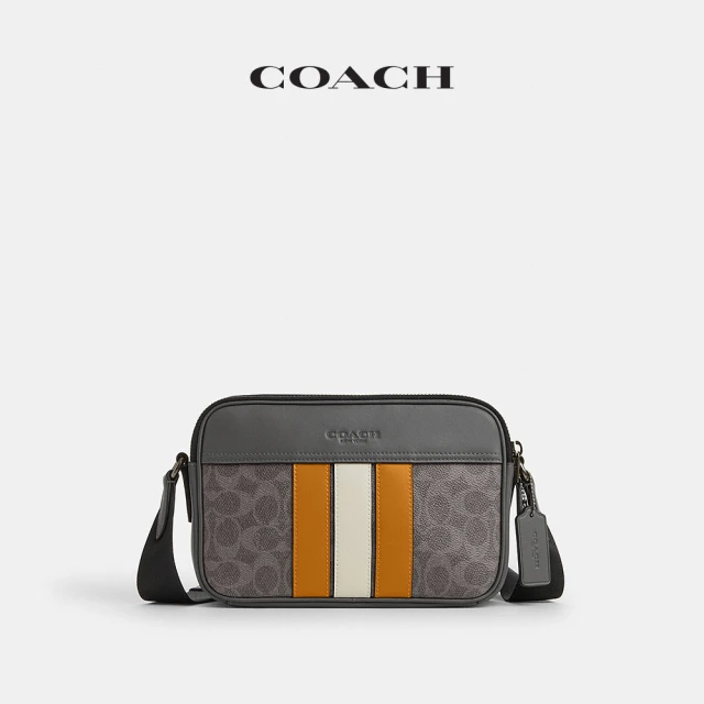 【COACH】蔻馳官方直營 經典 SIGNATURE VARSITY條紋GRAHAM斜背手袋(CCG30)