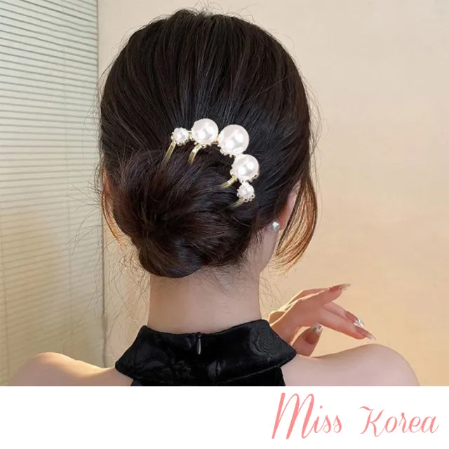 【MISS KOREA】珍珠髮簪/韓國設計法式優雅氣質珍珠造型髮簪 盤髮梳(2色任選)