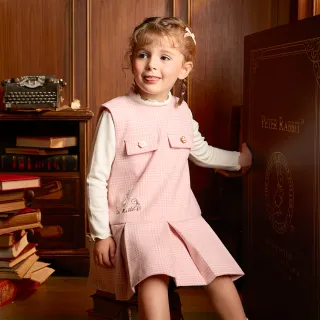 【奇哥】比得兔 女童裝 學院比得小香風英倫格背心裙洋裝(2-4歲)