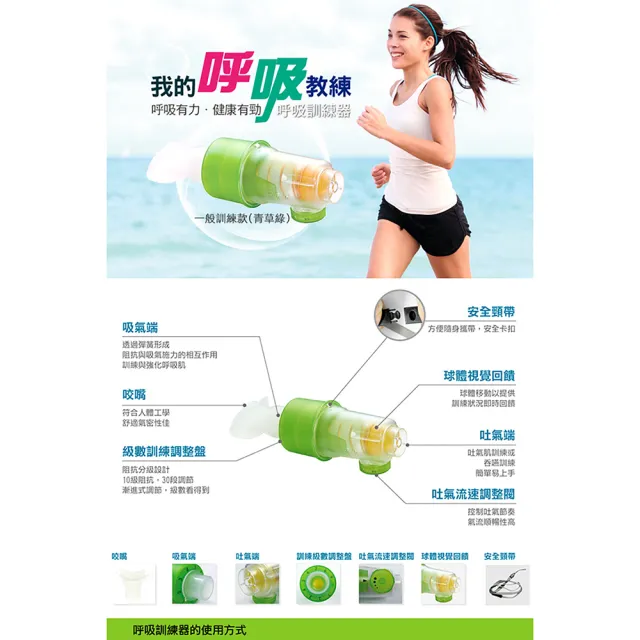 【X-BIKE】Bravo舒呼樂 呼吸訓練器 一般訓練款 青草綠 吸吐二合一(血氧增加機制)