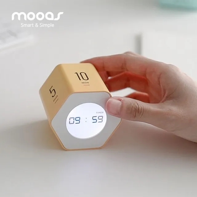 【mooas】台灣總代理 韓國六角轉轉專注定時器2件組 番茄鐘 時鐘 商務 運動健身 自律養成 日常烹飪