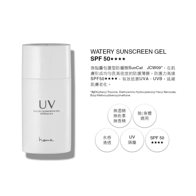 【heme 喜蜜】清透水感防曬凝膠 SPF50★★★★ 40ml