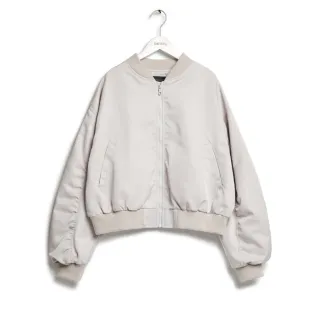 【SOMETHING】女裝 飛行夾克外套(淺灰色)