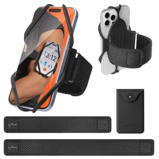 【Bone 蹦克】跑步手機綁三代-運動口袋套組 Run Tie 3 (跑步配件/通用型/彈性臂帶/運動口袋/散熱排汗)