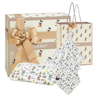【Gift DollBao】米奇系列新生兒彌月禮盒-竹纖涼感巾+竹纖小童方枕(嚮旅行篇-嬰兒包巾嬰兒枕滿月禮)