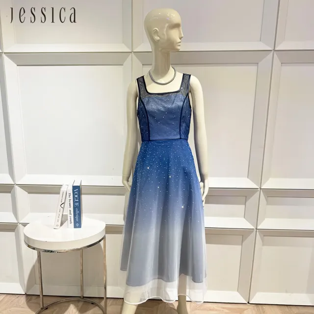 【JESSICA】漸變星空紗裙閃亮無袖洋裝禮服253735