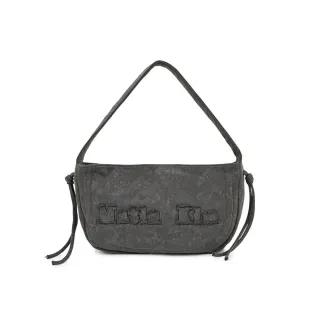 【MATIN KIM】官方旗艦 柔織拼貼立體LOGO肩背包(炭灰)