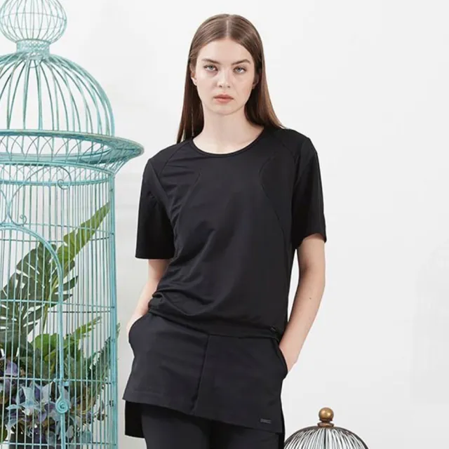 【ICHE 衣哲】Cop.Copine 法國原裝進口黑色層次拼接上衣