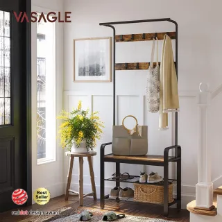 【hoi! 好好生活】VASAGLE 工業風玄關0.7M衣帽鞋架-鐵銹棕 HSR40B(租屋族/DIY家具)