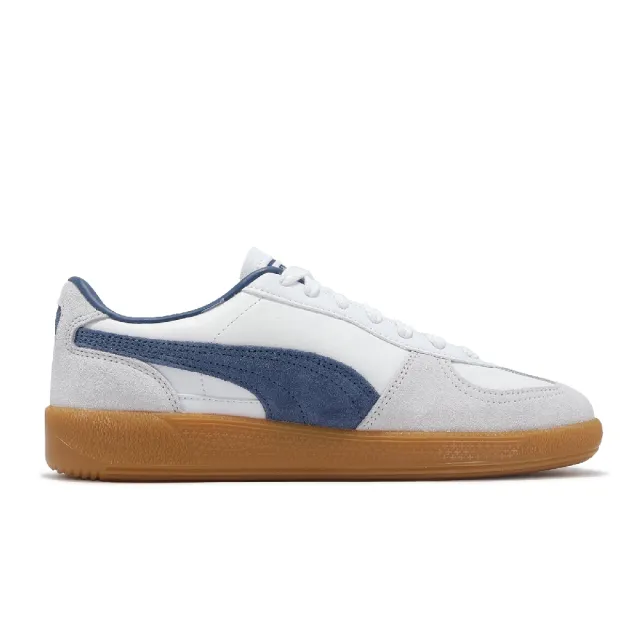 【PUMA】休閒鞋 Palermo Lth 男鞋 女鞋 白 藍 膠底 麂皮 復古 德訓鞋(396464-24)