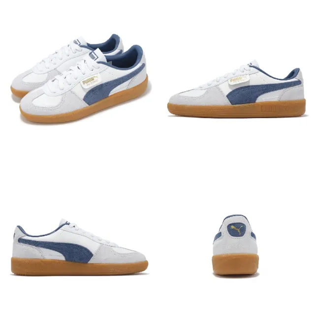 【PUMA】休閒鞋 Palermo Lth 男鞋 女鞋 白 藍 膠底 麂皮 復古 德訓鞋(396464-24)