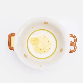 【hoi! 好好生活】牛角麵包 陶瓷10吋雙耳湯碗
