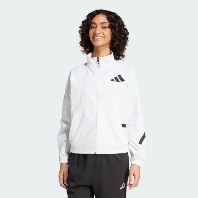 【adidas 愛迪達】愛迪達 W Z.n.e. Wv Tt 女 立領外套 運動外套 休閒穿搭 白 黑 亞版(JW1754)