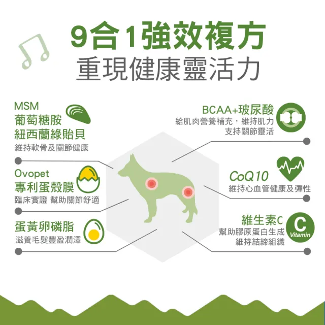 【IN-Plus】犬用 MSM關節心臟軟嚼錠 60顆 (CoQ10 蛋殼膜 BCAA 葡萄糖胺 綠貽貝 老犬推薦)