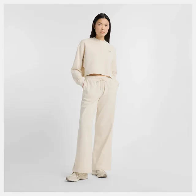 【NEW BALANCE】NB 棉質長袖上衣 短版棉質 長袖上衣 美規 女 杏色(WT51514LIN-F)