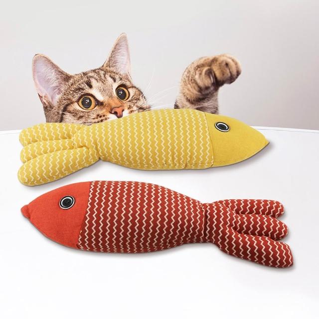 【貓本屋】特大號貓薄荷麻布魚玩具39cm(寵物玩具)