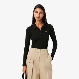 【LACOSTE】女裝-高領拉鍊雙面長袖毛衣外套(海軍藍)