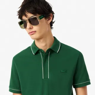 【LACOSTE】男裝-撞色滾邊短袖Polo衫(綠色)