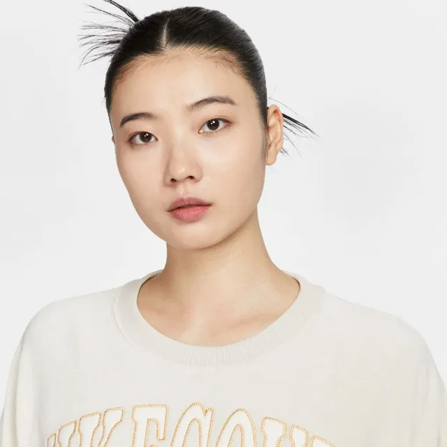 【NIKE 耐吉】套頭衫 網球系列_女_AS W NKCT HRTGE FLC OOS GFX CR_白色(FQ2243104)
