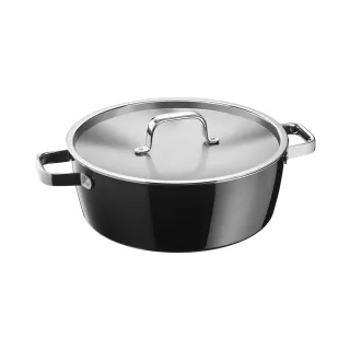 【WMF官方直營】Fusiontec Aromatic 淺燉鍋 28cm 5.9L(黑色/陶晶鍋)