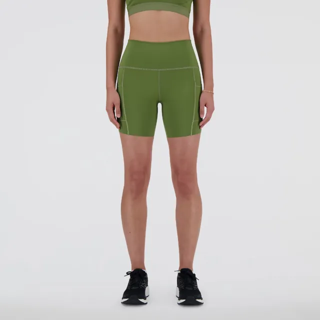 【NEW BALANCE】NB 短褲 女款 運動褲 緊身褲 6吋 美規 綠 WS41271DEK