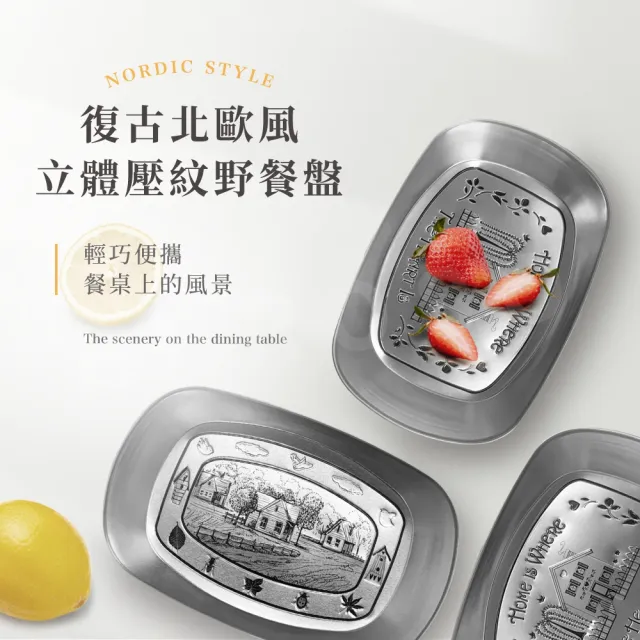 【Beroso 倍麗森】買一送一復古北歐風立體壓紋野餐盤子-兩款任選(郊遊/便攜餐具/)