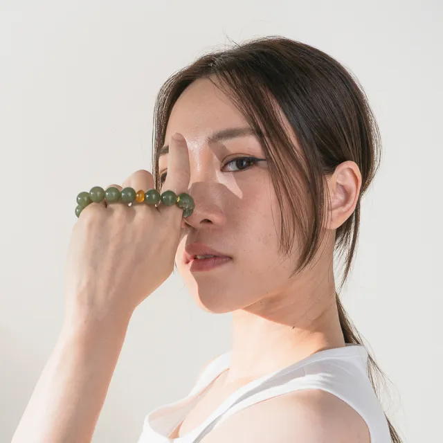 【天天水晶 TINGTING】和田玉 蜜蠟 12mm 設計款水晶手鍊(正財偏財開運 A120011)