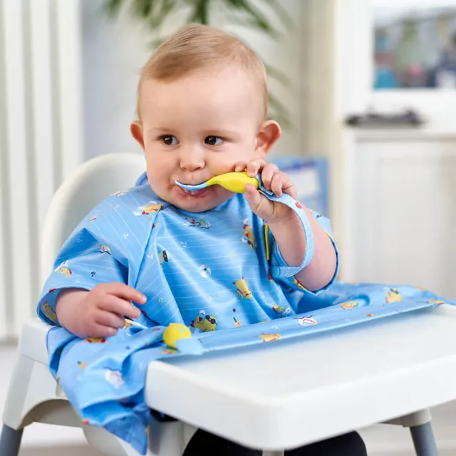 【英國BiBADO】防髒防水圍兜 短袖 副食品階段用(兒童畫畫衣/可結合學習餐具)