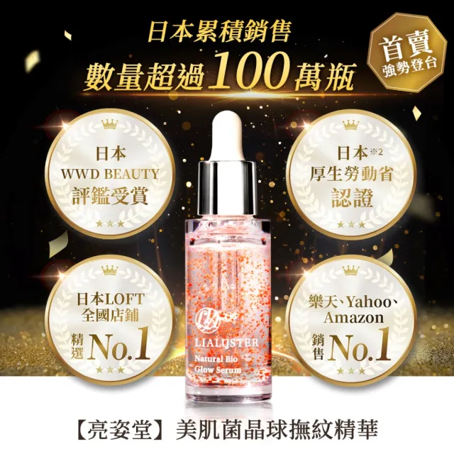 【LIALUSTER 亮姿堂】美肌菌晶球撫紋精華27mLx3(女人我最大強推/美菌露/撫紋/美白淡斑/神經醯胺/菸鹼醯胺)