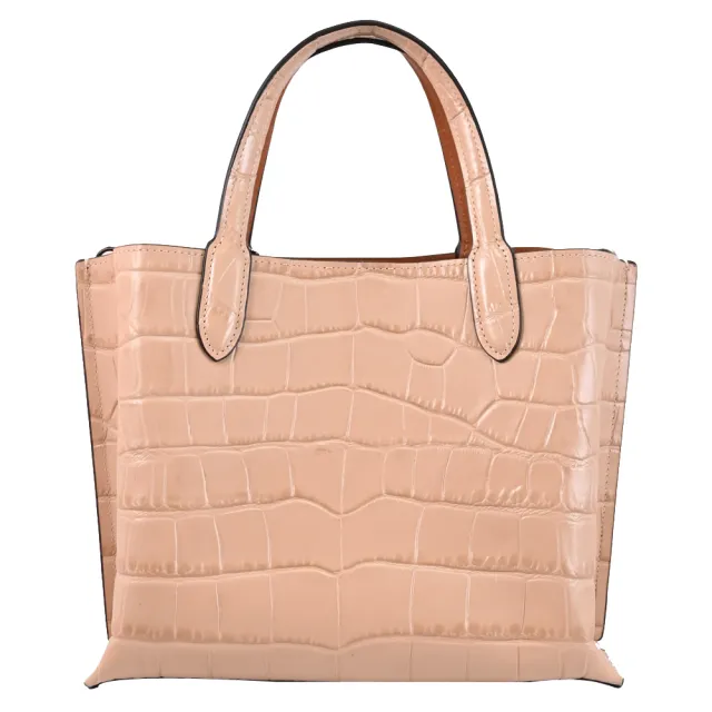 【COACH】WILLOW 24 經典金屬C字鈕釦鱷魚紋皮革手提兩用包(駝色)