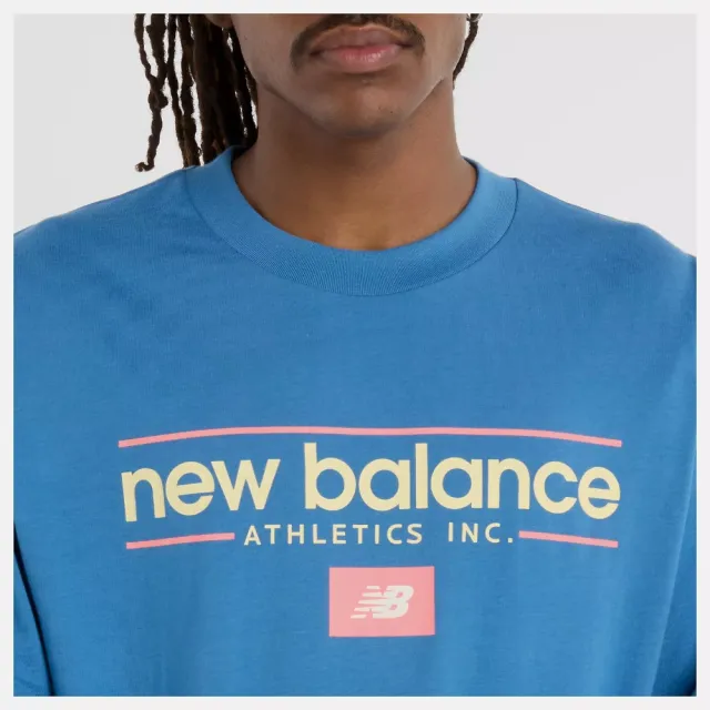 【NEW BALANCE】NB 長袖上衣 男 美規 藍 MT51926SET